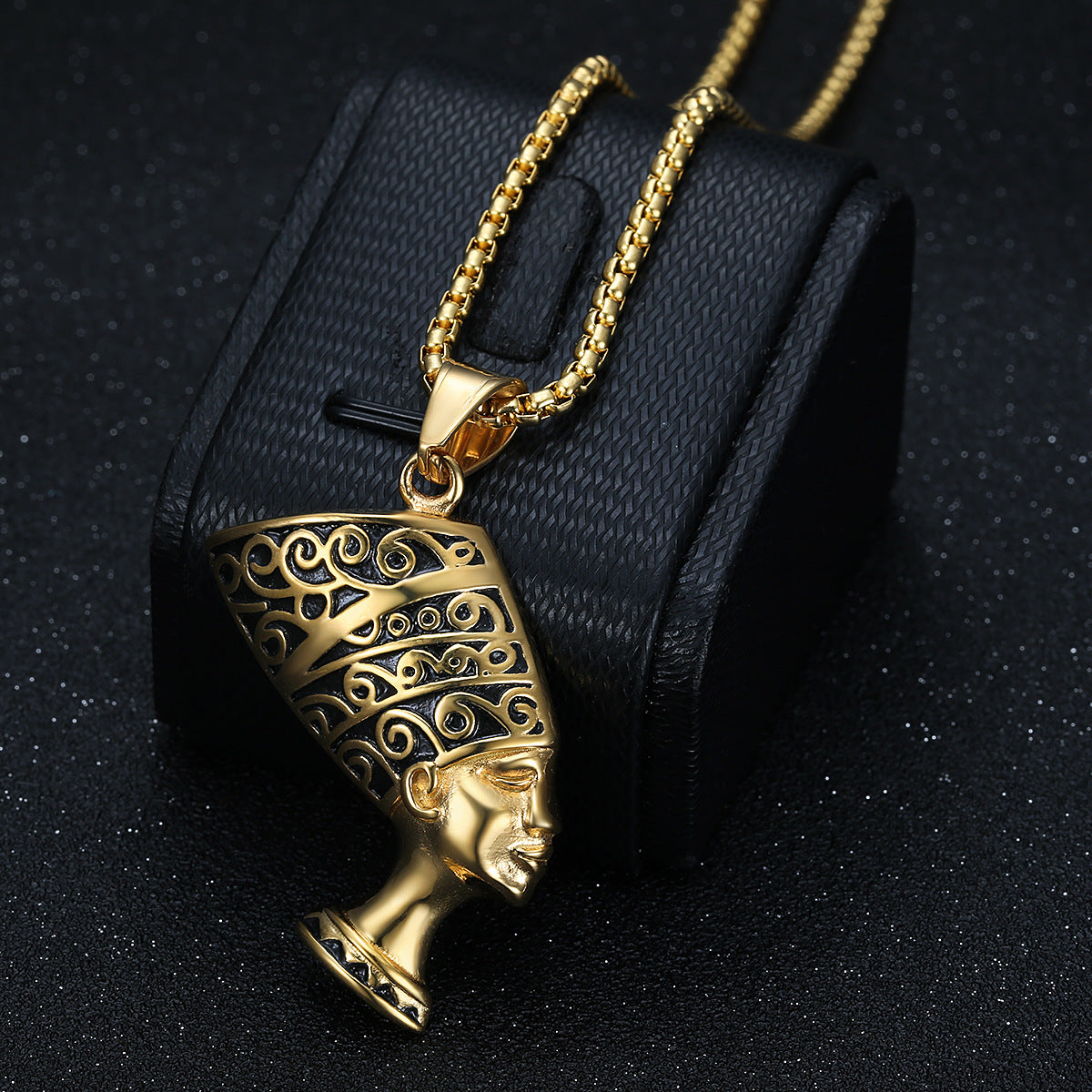 Titanium Steel Egyptian Queen Pharaoh Isis Horus Pendant Necklace