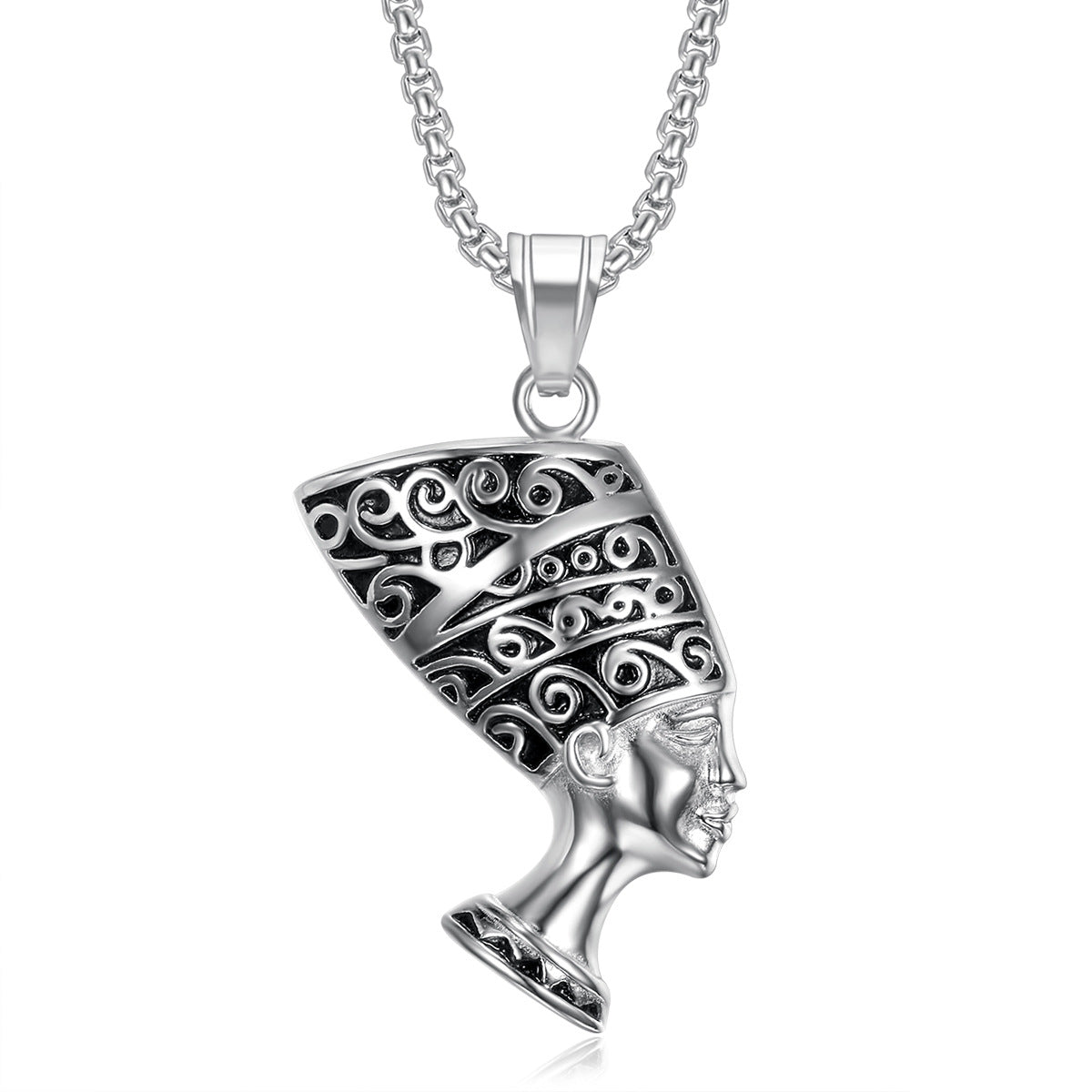 Titanium Steel Egyptian Queen Pharaoh Isis Horus Pendant Necklace